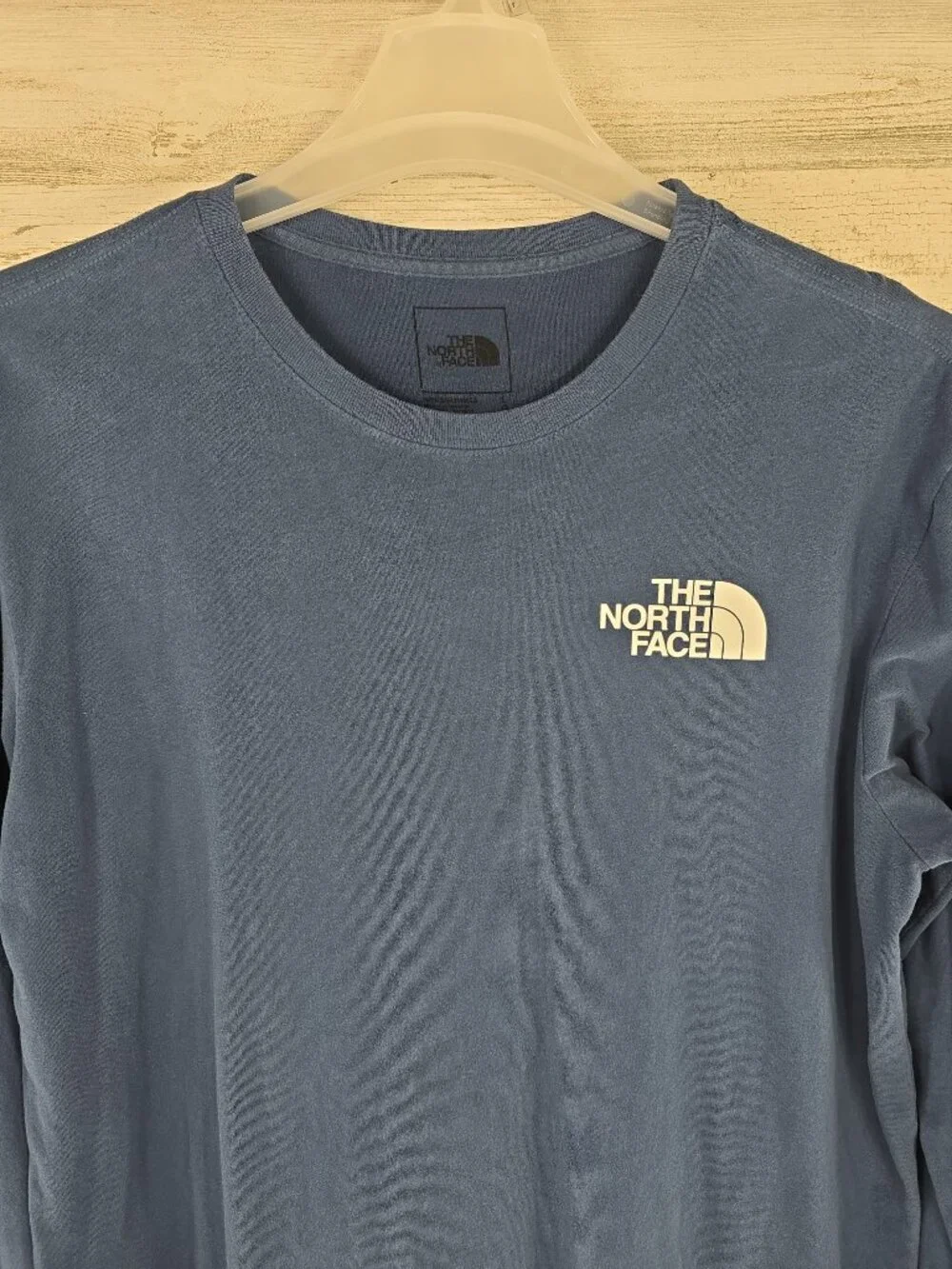 The North Face Blue long sleeve T-Shirt MEN'S SIZE LARGE COTTON -AS-IS- *STAINS*